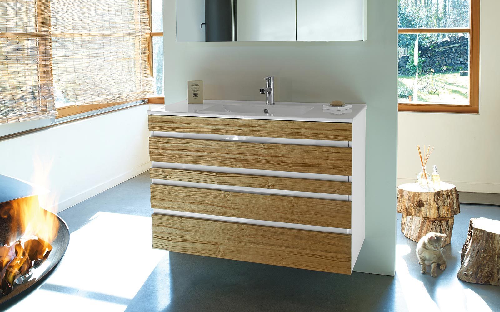 Mueble de lavabo de madera